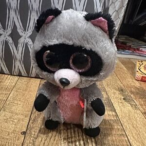 Gray and Pink Raccoon Plush Toy